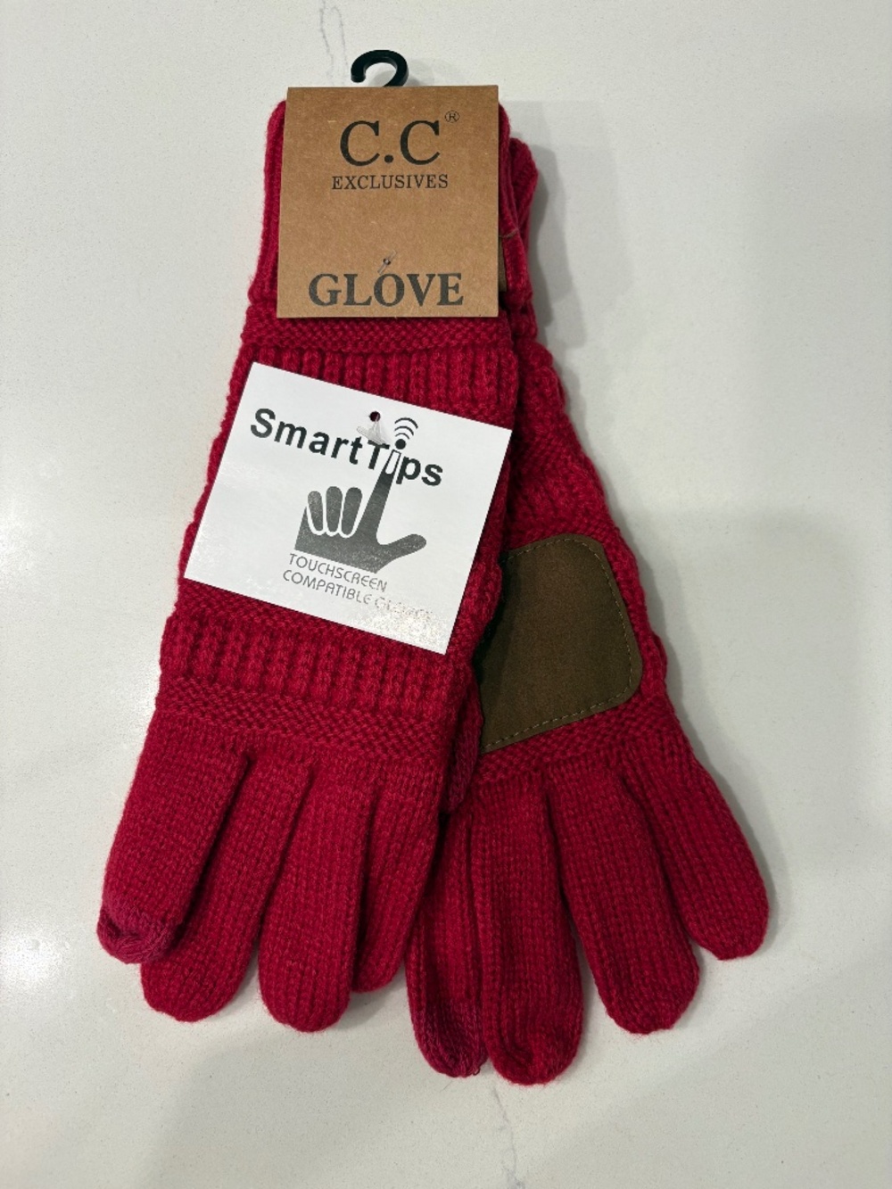 C.C Hot Pink  Solid Ribbed Smart Touch Gloves.